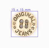 Original Jeans Plastic Knoop met Gouden Metaal Look 15x15 mm Knopen KNP00153